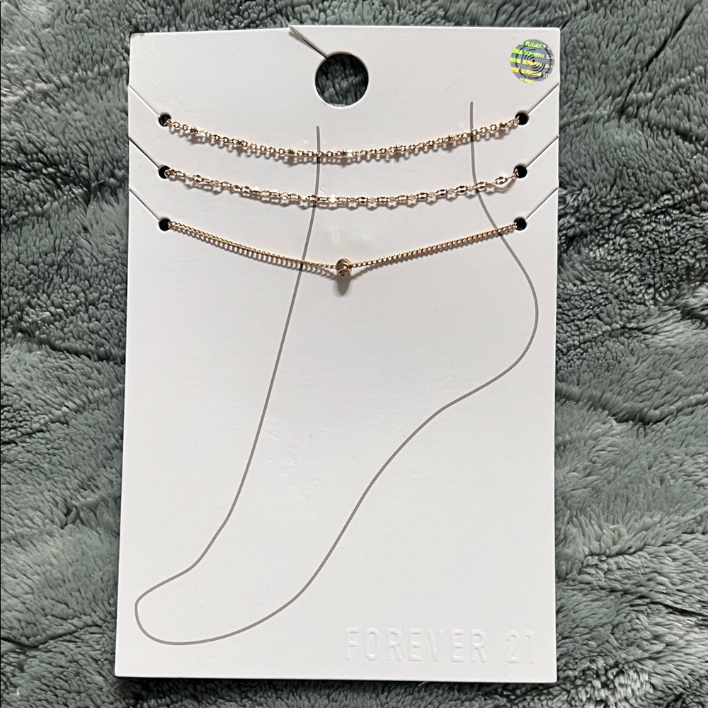 Forever 21 Gold-Tone Layered Anklet Trio